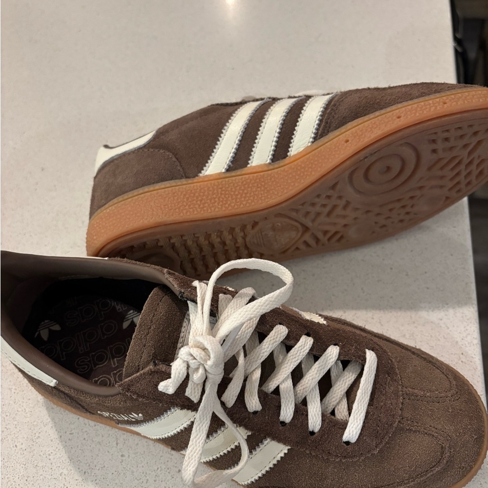 Adidas Men's Brown and White Suede Sneakers